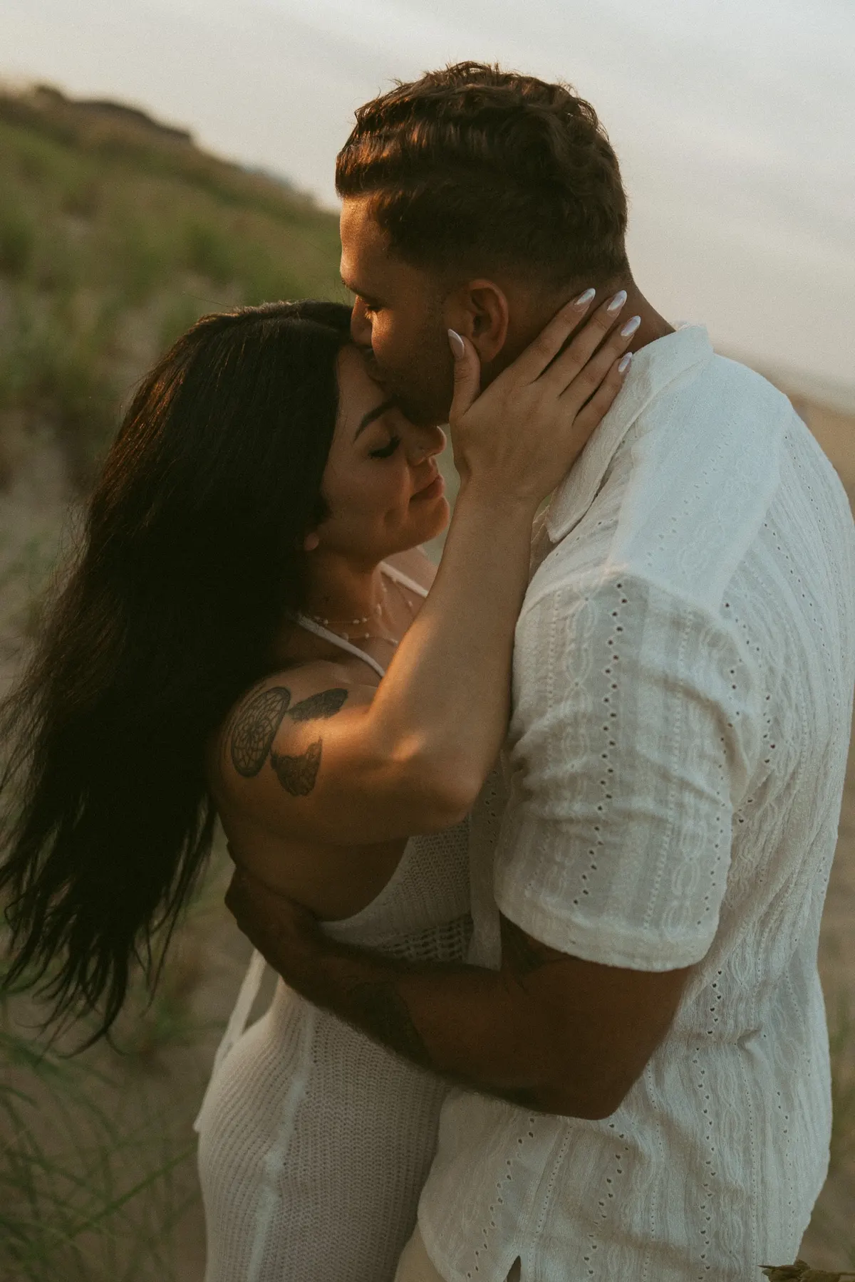Bride and groom on Fort story beach in Virginia Beach, Va